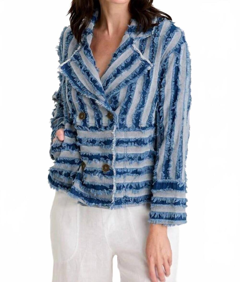 NEW XCVI mavie shredded denim jacket in indigo